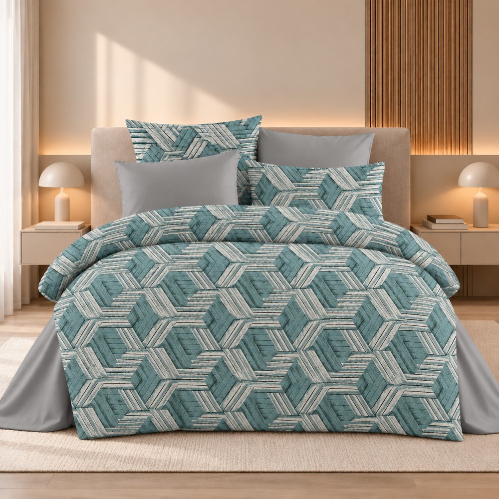 Υπέρδιπλη Σετ Παπλωματοθήκη Geometric 220X240cm 4τμχ DC800-15