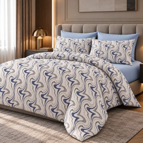Υπέρδιπλη Σετ Παπλωματοθήκη Geometric 220X240cm 4τμχ DC800-2