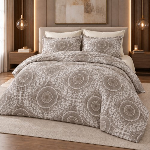 Υπέρδιπλη Σετ Παπλωματοθήκη Geometric 220X240cm 4τμχ DC800-3