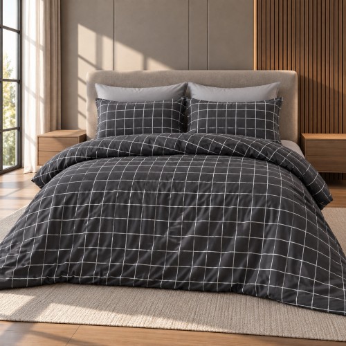Υπέρδιπλη Σετ Παπλωματοθήκη Geometric 220X240cm 4τμχ DC800-4