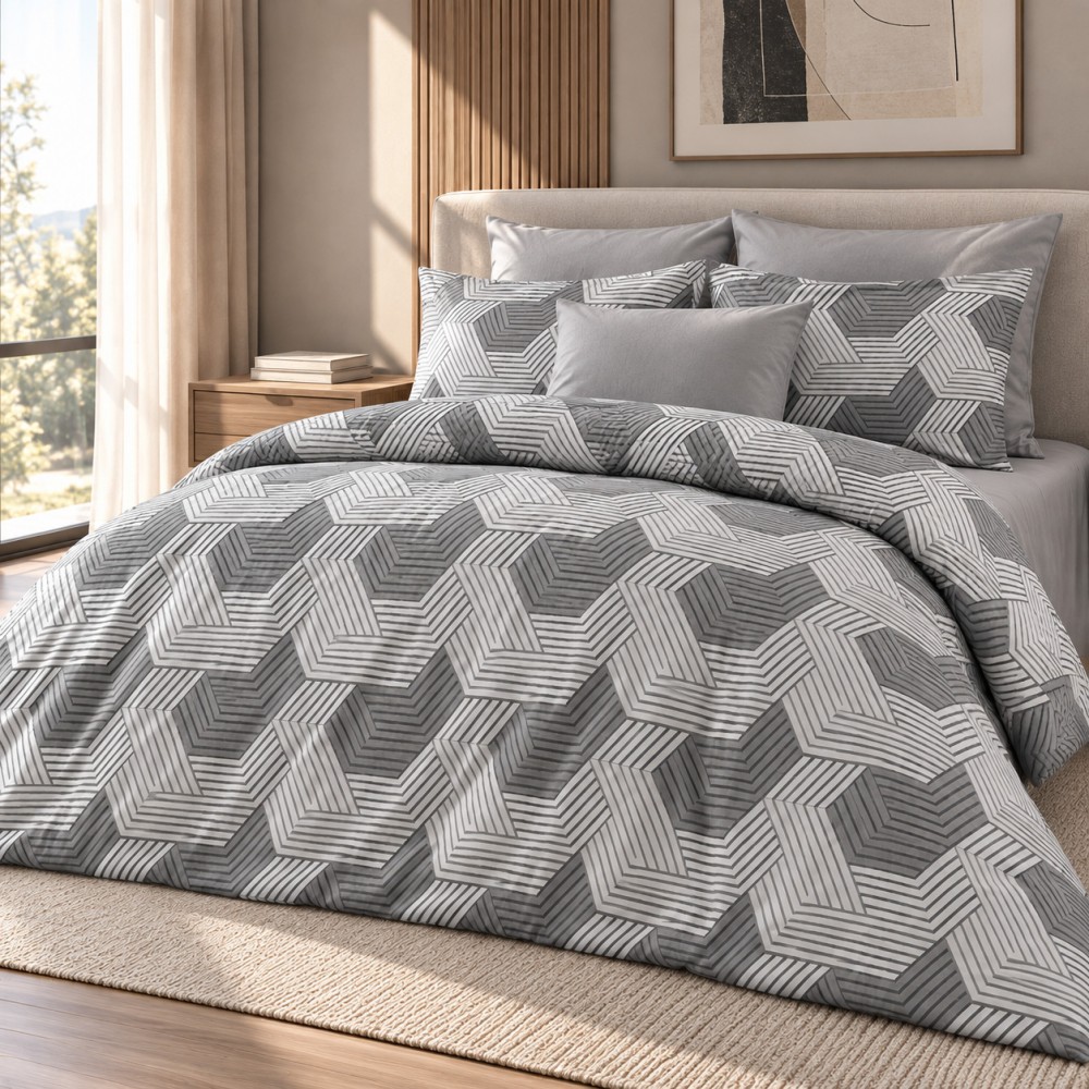 Υπέρδιπλη Σετ Παπλωματοθήκη Geometric 220X240cm 4τμχ DC800-7