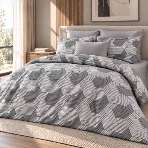 Υπέρδιπλη Σετ Παπλωματοθήκη Geometric 220X240cm 4τμχ DC800-7