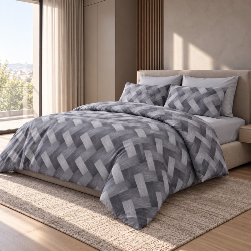 Υπέρδιπλη Σετ Παπλωματοθήκη Geometric 220X240cm 4τμχ DC800-8