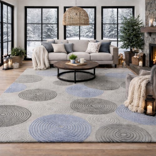 Χαλιά Delux 36725A-BLU 160X210cm Μπλε με γκρι