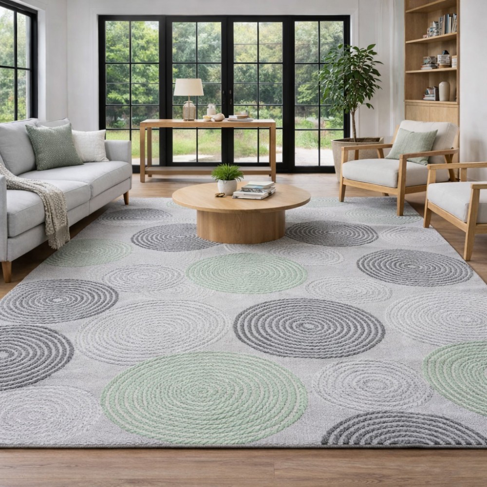 Χαλιά Delux 36725A-GRN 160X210cm Λαδί με γκρι