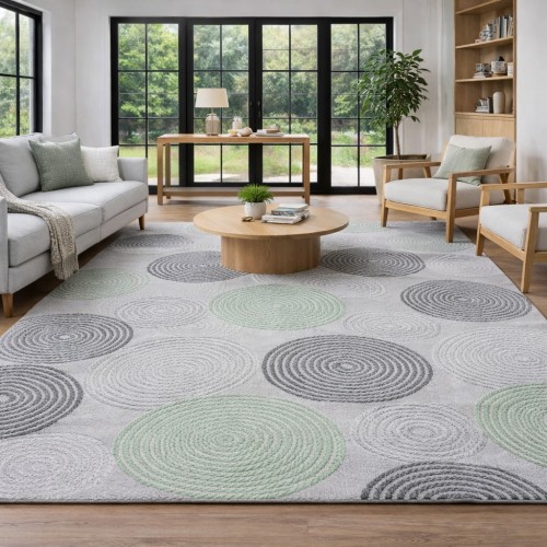 Χαλιά Delux 36725A-GRN 160X210cm Λαδί με γκρι