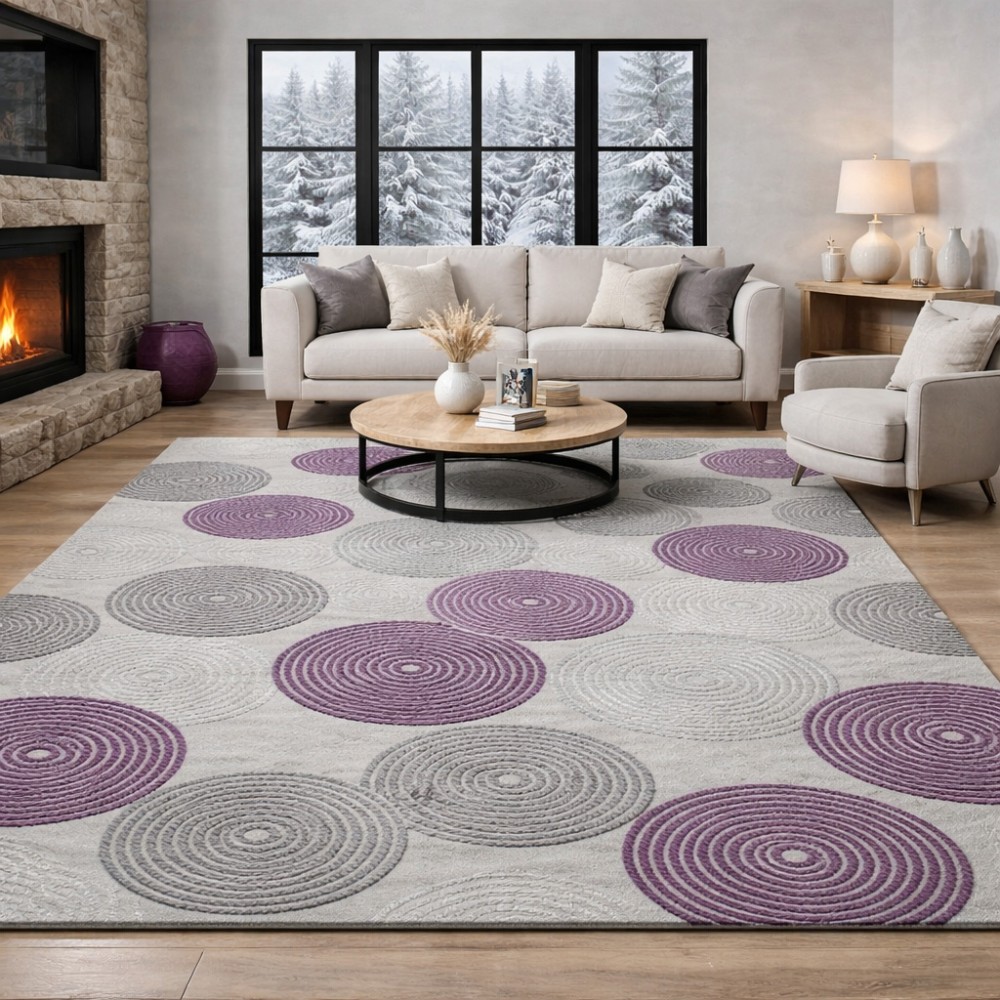 Χαλιά Delux 36725A-LILA 240X290cm Σάπιο μήλο με γκρι