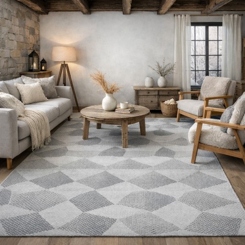 Χαλιά Σετ Κρεβατοκάμαρας Delux (1*80X200+2*80X130) 38924A-GR-SET Γκρι 