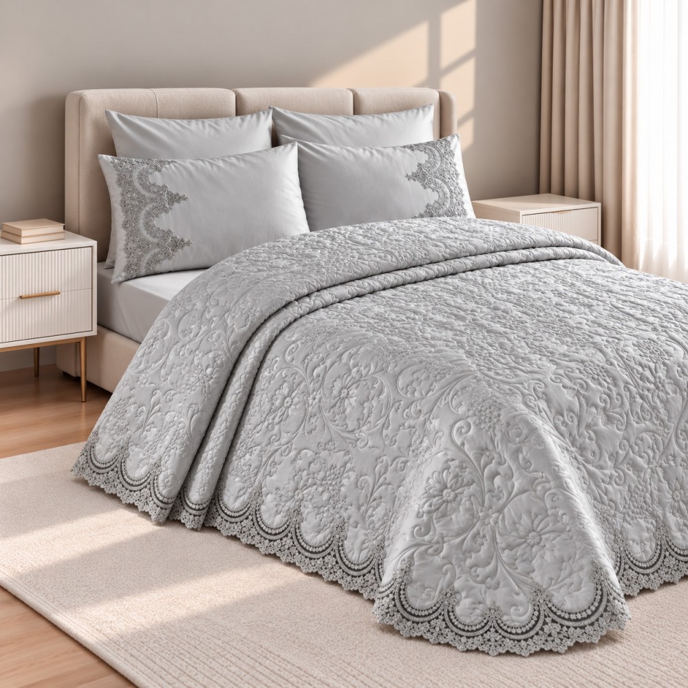 Σετ Κουβέρτα Romantic Γκρι 6τμχ (220x240cm) SET774