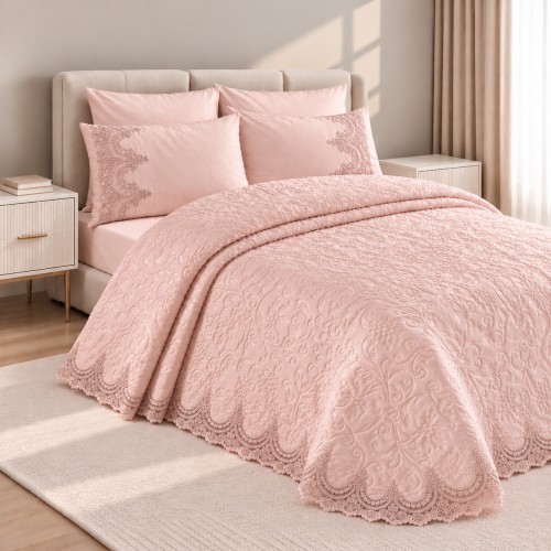 Σετ Κουβέρτα Romantic Ροζ 6τμχ (230x245cm) SET771
