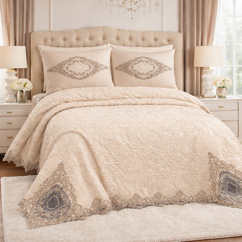 Σετ Κουβέρτα Almira Καπουτσίνο καφέ 6τμχ (230x250cm) SET827