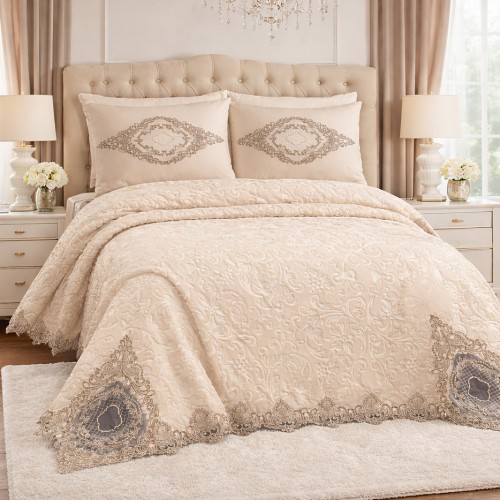 Σετ Κουβέρτα Almira Καπουτσίνο καφέ 6τμχ (230x250cm) SET827 Σετ Κουβέρτα Almira Καπουτσίνο καφέ 6τμχ (230x250cm) SET827