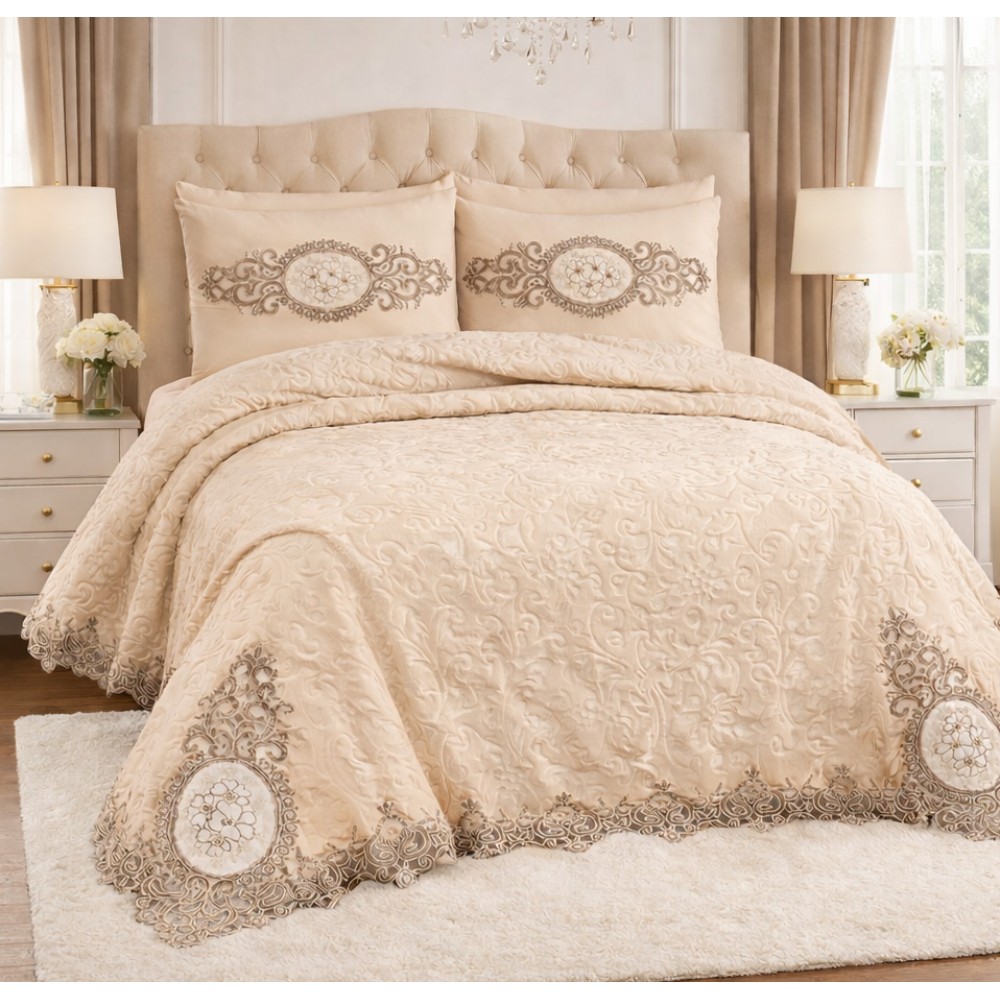 Σετ Κουβέρτα Elsa Καπουτσίνο καφέ 6τμχ (230x250cm) SET828