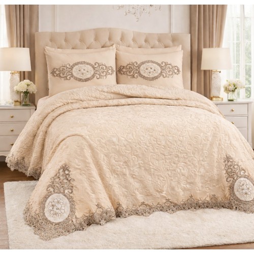 Σετ Κουβέρτα Elsa Καπουτσίνο καφέ 6τμχ (230x250cm) SET828 Σετ Κουβέρτα Elsa Καπουτσίνο καφέ 6τμχ (230x250cm) SET828