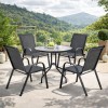 Σετ (5τμχ) Τραπέζι κήπου και Βεράντας με Γυαλί Ασφαλείας Paros 60x60x70 Ανθρακί GRDF1131-5-ANT 
