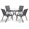 Σετ (5τμχ) Τραπέζι κήπου και Βεράντας με Γυαλί Ασφαλείας Paros 60x60x70 Ανθρακί GRDF1131-5-ANT 