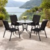 Σετ (5τμχ) Τραπέζι Kήπου με Γυαλί Ασφαλείας & 2 Καρέκλες με μαύρο κάθισμα και ανθαρακί μέταλλο Paros (60x60x70) GRDF1131-5-ANTBL Ανθρακί-Μαύρο