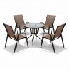 Σετ (5τμχ) Τραπέζι κήπου και Βεράντας με Γυαλί Ασφαλείας Paros 60x60x70 Καφέ GRDF1131-5-BR 