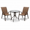 Σετ (3τμχ) Τραπέζι με Σκληρυμένο Γυαλί Ασφαλείας & 2 Καρέκλες Paros 60x60x70 Καφέ GRDF1131-PAROS-BR