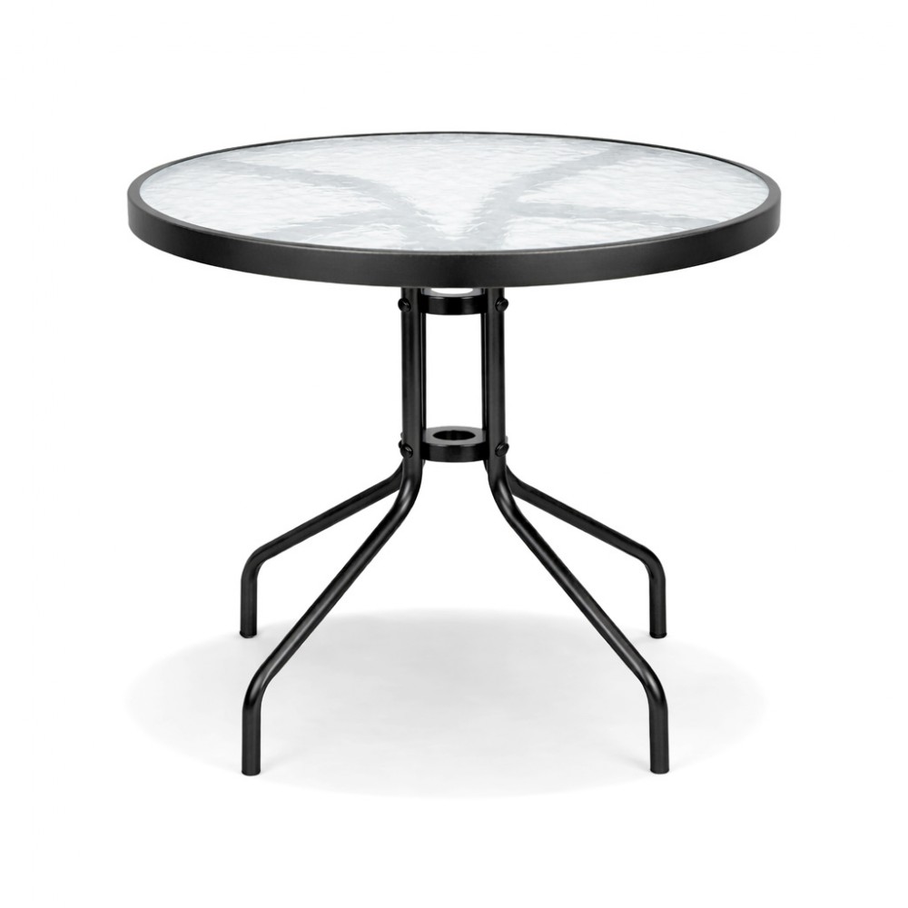 Σετ (5τμχ) Τραπέζι Kήπου με Γυαλί Ασφαλείας & 2 Καρέκλες με μαύρο κάθισμα και ανθαρακί μέταλλο Paros (60x60x70) GRDF1131-5-ANTBL Ανθρακί-Μαύρο