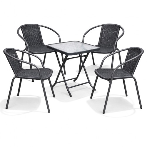 Σετ (5τμχ) Πτυσσόμενο Τραπέζι κήπου και Βεράντας Τζάμι Ασφαλείας Camel 50x50x70cm GRD011-5-ANT Ανθρακί