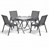Σετ (5τμχ) Πτυσσόμενο Τραπέζι με Τζάμι Ασφαλείας & 4 Καρέκλες Andros 50x50x70 Ανθρακί GRD011-ANDROS-5-ANT
