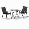 Σετ (3τμχ) Πτυσσόμενο Τραπέζι με Τζάμι Ασφαλείας & 2 Καρέκλες με μαύρο κάθισμα και ανθαρακί μέταλλο Andros 50x50x70cm GRD011-ANDROS-ANTBL Ανθρακί - Μαύρο