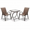 Σετ (3τμχ) Πτυσσόμενο Τραπέζι με Τζάμι Ασφαλείας & 2 Καρέκλες Andros 50x50x70 Καφέ GRD011-ANDROS-BR