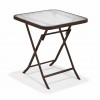 Πτυσσόμενο Μεταλλικό Τραπέζι Κήπου Τετράγωνο με Τζάμι Ασφαλείας 50x50x70cm Καφέ TB011-BR