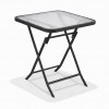 Πτυσσόμενο Μεταλλικό Τραπέζι Κήπου Τετράγωνο με Τζάμι Ασφαλείας 50x50x70cm Ανθρακί TB011-ANT