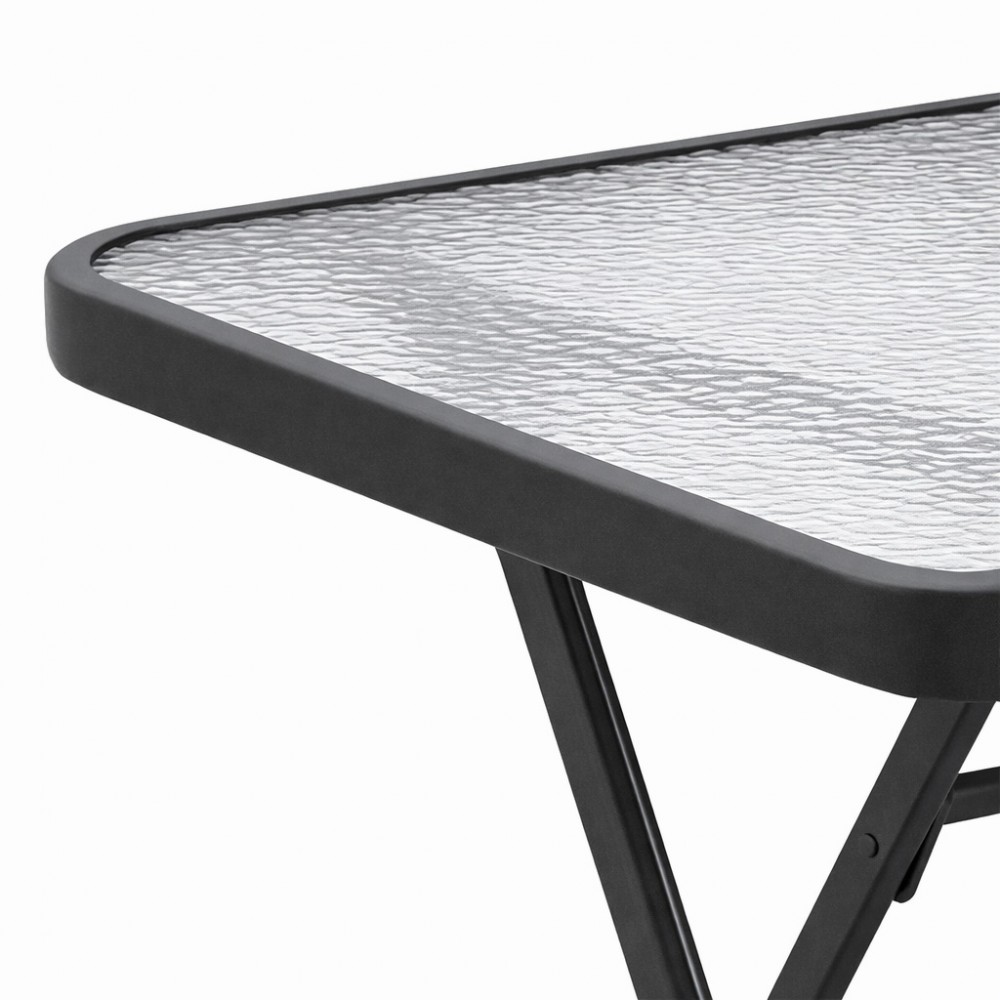 Πτυσσόμενο Μεταλλικό Τραπέζι Κήπου Τετράγωνο με Τζάμι Ασφαλείας 50x50x70cm Ανθρακί TB011-ANT