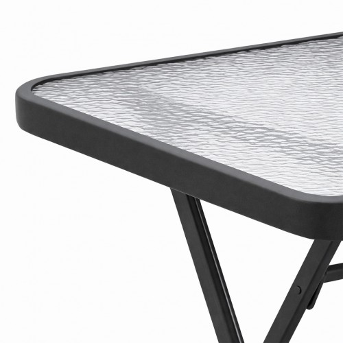 Πτυσσόμενο Μεταλλικό Τραπέζι Κήπου Τετράγωνο με Τζάμι Ασφαλείας 50x50x70cm Ανθρακί TB011-ANT