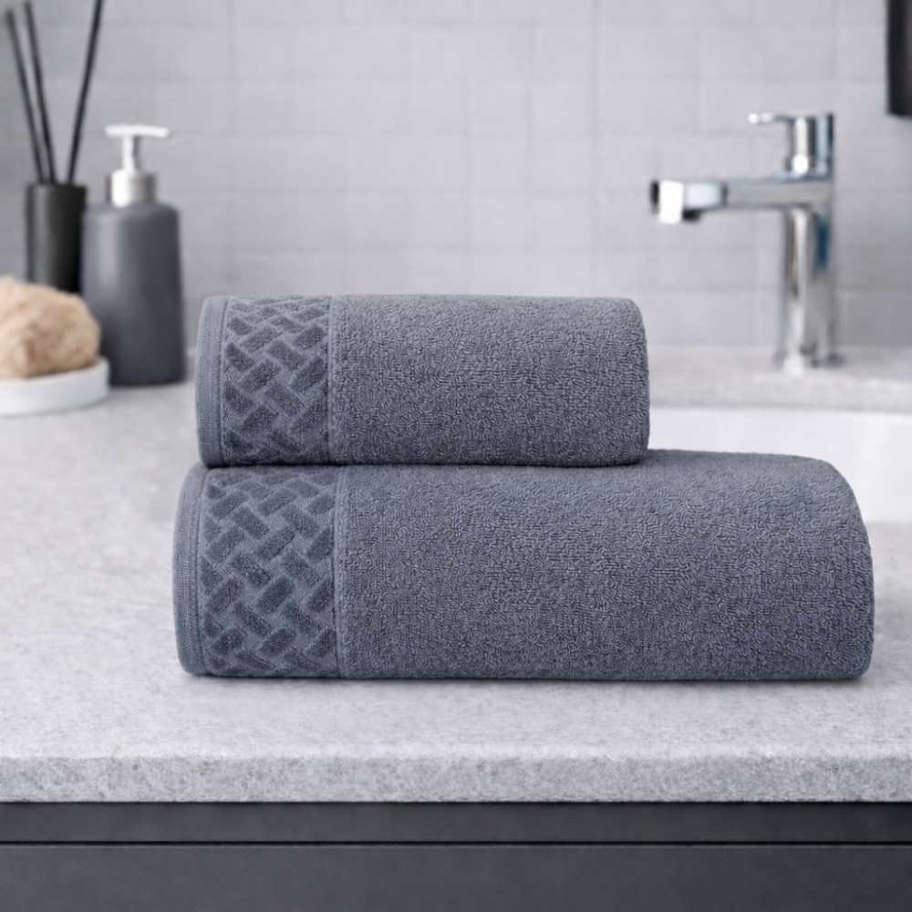 Σετ Πετσέτες Βαμβακερές 2τμχ Lina Γκρι TW29-GR