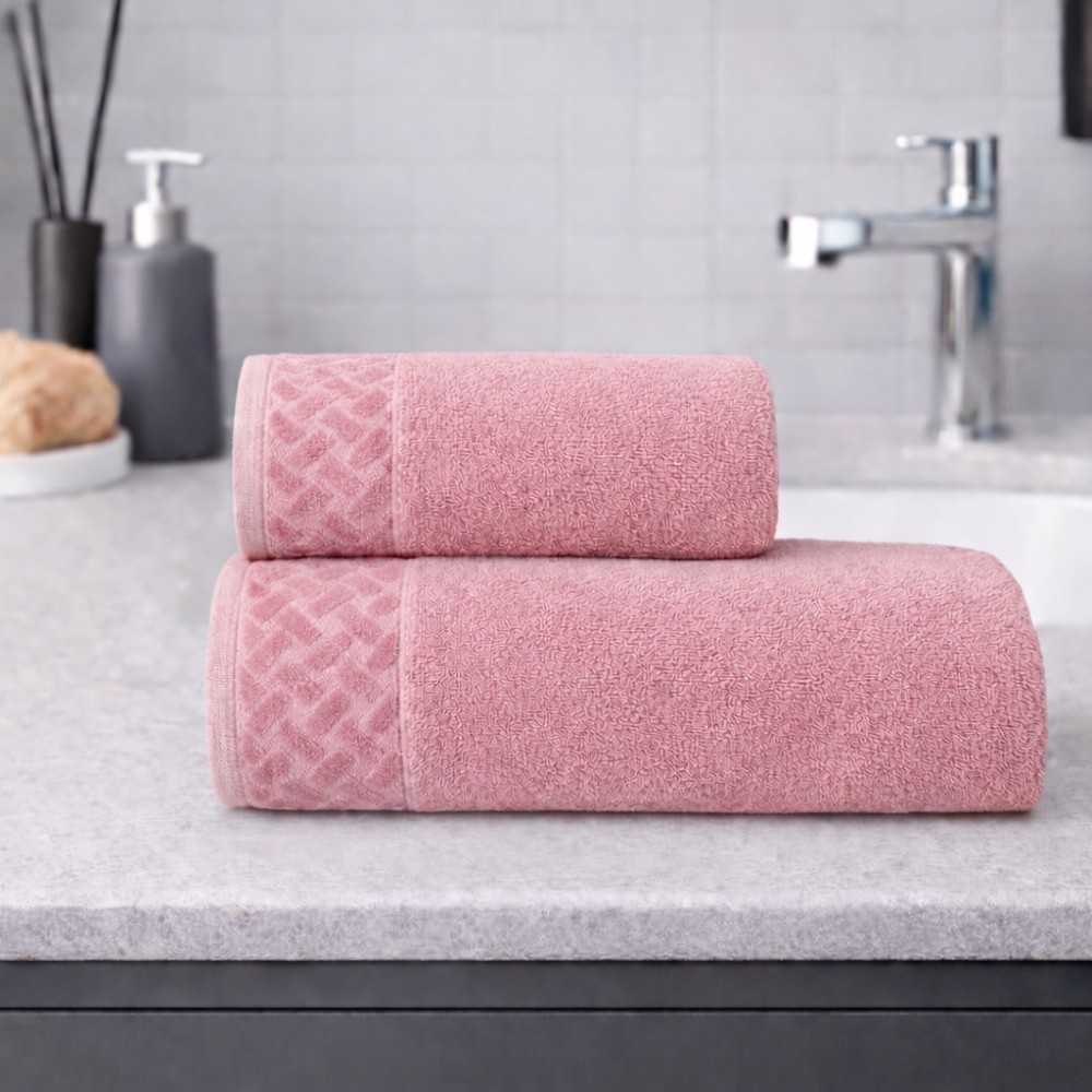 Σετ Πετσέτες Βαμβακερές 2τμχ Lina Ροζ TW29-PN