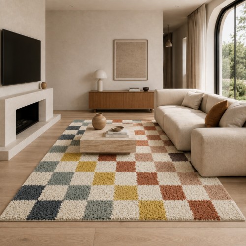 Χαλιά Shaggy Mosaic με Κύβους BSH-100-120-UP Πολύχρωμο 120x160cm