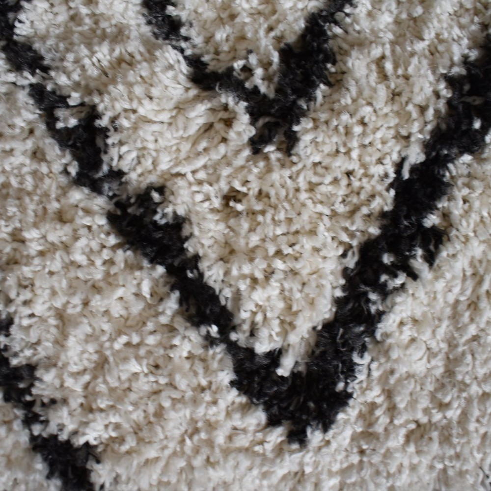 Χαλιά Shaggy Sahara Moroccan με Ρόμβους BSH-209-120-UP Κρεμ Μαύρο 120x170cm