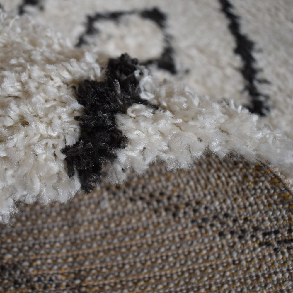 Χαλιά Shaggy Sahara Moroccan με Ρόμβους BSH-209-120-UP Κρεμ Μαύρο 120x170cm