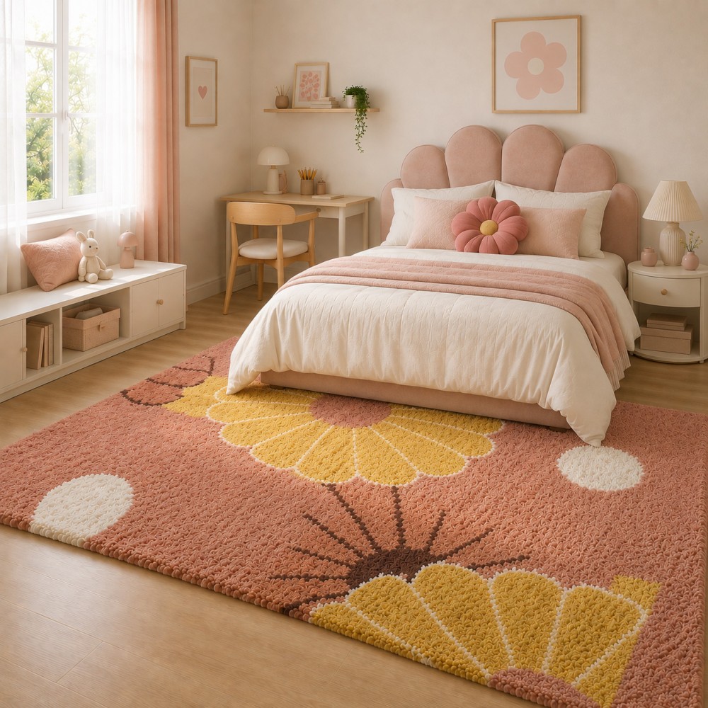 Χαλιά Shaggy Sunflower BSHFK-1318-120-UP Ροζ-Πολύχρωμο 120x170cm