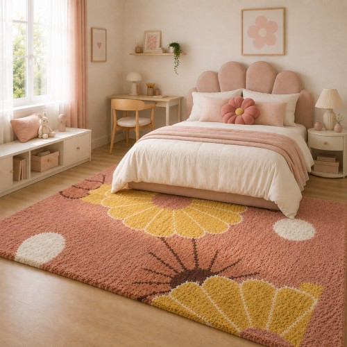 Χαλιά Shaggy Sunflower BSHFK-1318-120-UP Ροζ-Πολύχρωμο 120x170cm