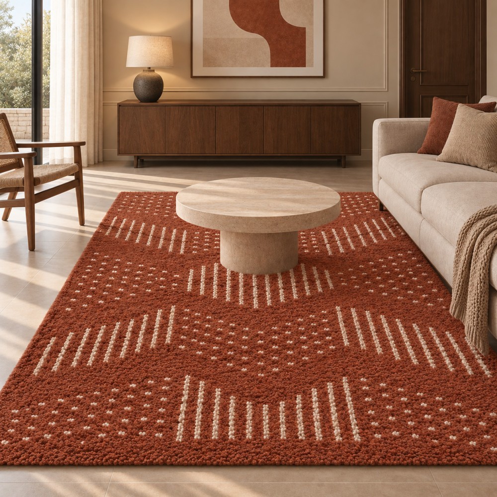 Χαλιά Shaggy Moroccan Bonifay R700-RD-VX Κεραμιδί 160x220cm