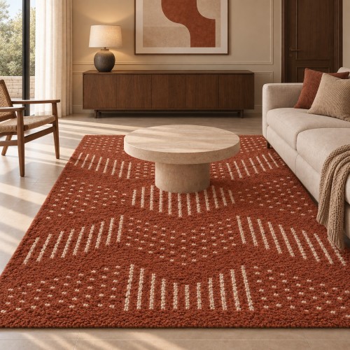 Χαλιά Shaggy Moroccan Bonifay R700-RD-VX Κεραμιδί 160x220cm