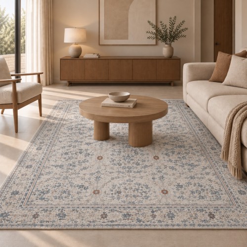 Χαλιά Frieze Classic SFR-101-160-VR20-40 Ανοιχτό Γκρι - Μπλε 160x220cm