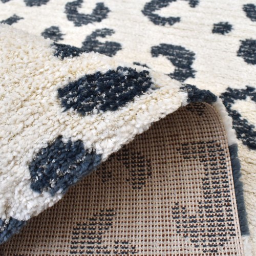Χαλιά Shaggy Animal Print SM-126-240-VR900 Κρεμ - Μπλε 240x300cm