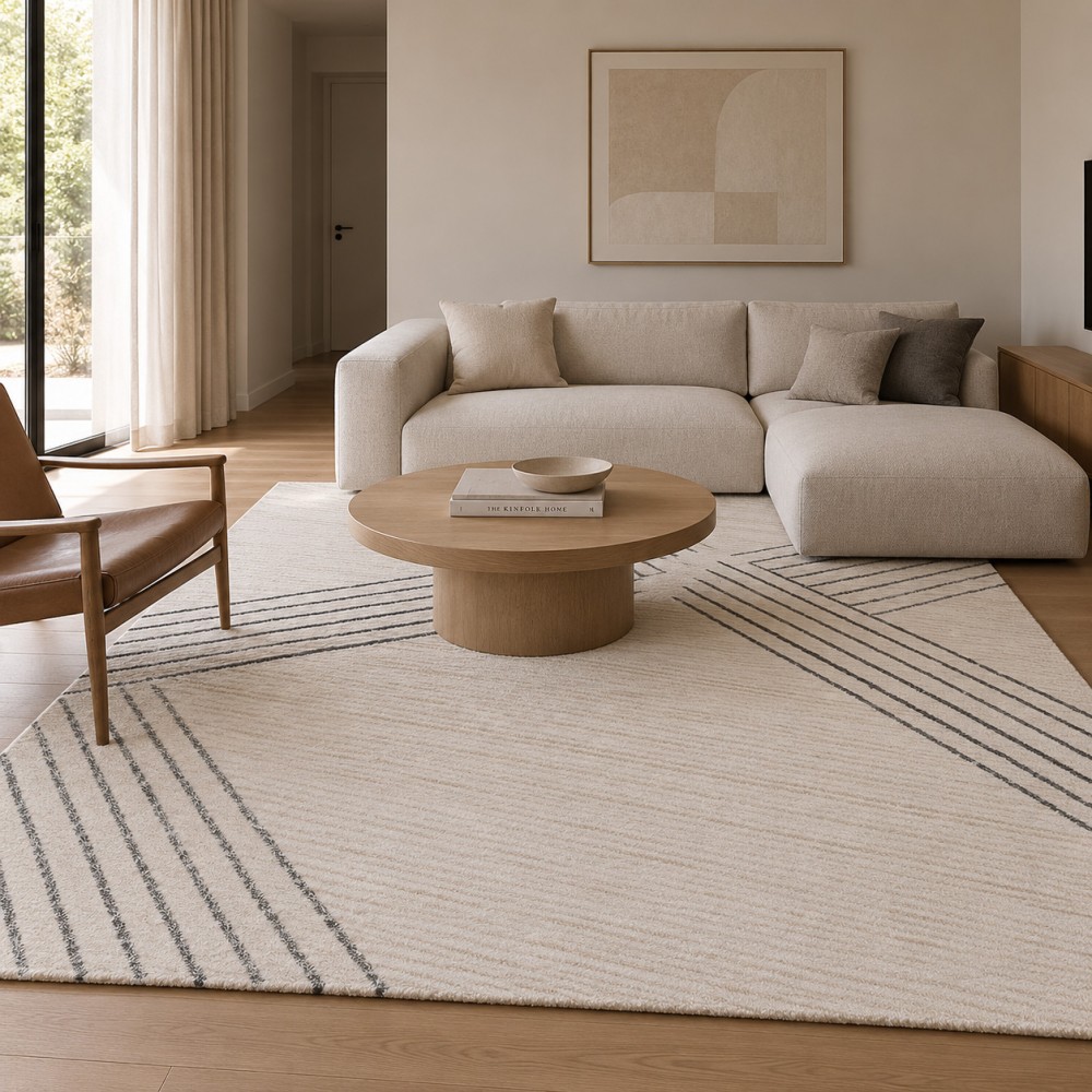 Χαλιά Shaggy Geometric SM-127-210-VR100-300 Κρεμ - Γκρι 210x290cm