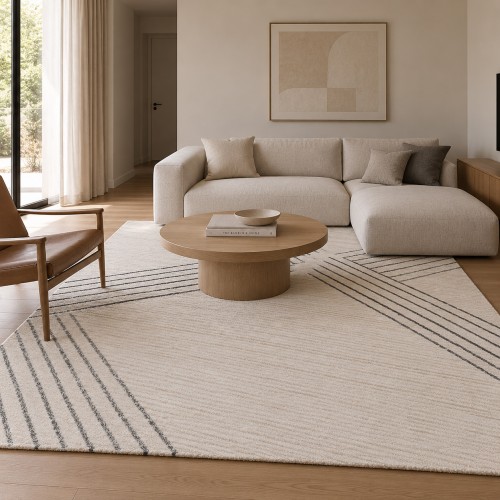 Χαλιά Shaggy Geometric SM-127-210-VR100-300 Κρεμ - Γκρι 210x290cm