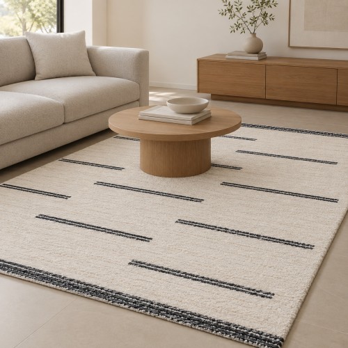 Χαλιά Shaggy Classic SM-133-240-VR1100 Κρεμ - Αθρακί 240x300cm