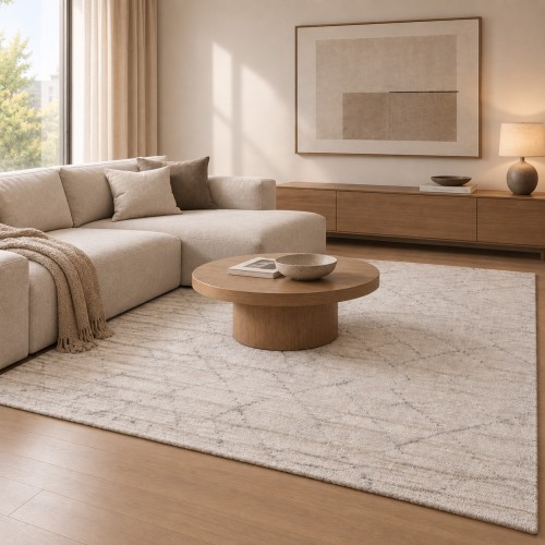 Χαλιά Shaggy Geometric SM-172-200-VR300 Μπεζ - Γκρι 200x280cm