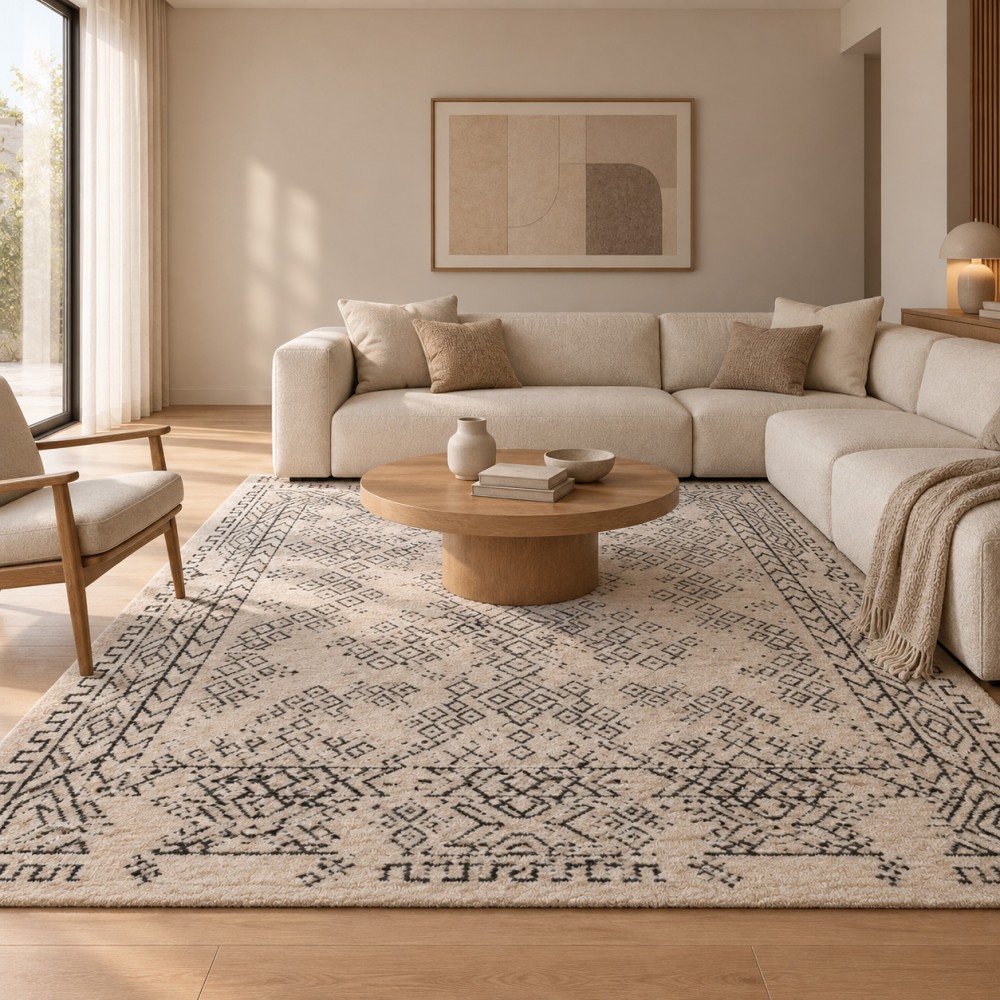 Χαλιά Shaggy Geometric SM-246-240-VR800 Κρεμ - Αθρακί 240x300cm