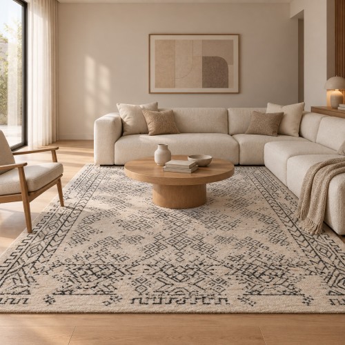 Χαλιά Shaggy Geometric SM-246-240-VR800 Κρεμ - Αθρακί 240x300cm