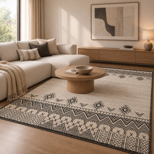 Χαλιά Shaggy Geometric SM-250-240-VR800 Κρεμ - Αθρακί 240x300cm